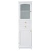 Tall Bathroom Storage Cabinet With Glass Doors, Free-Standing, Two Drawers, And Adjustable Shelves, MDF Board, Painted Perfect For Displaying Your Favorite Items - White - Image 11