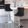 Swivel Velvet Barstools Adjusatble Seat Height From 25-33", Modern Upholstered Chrome Base Bar Stools With Backs Comfortable Tufted For Home Pub And Kitchen Island (Set of 2) - Black - Image 17