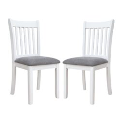 Dining Room Furniture (Set of 2) Chairs With Gray Cushioned Seats And Wooden Back - White - White
