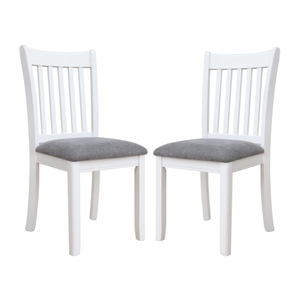Dining Room Furniture (Set of 2) Chairs With Gray Cushioned Seats And Wooden Back - White - White