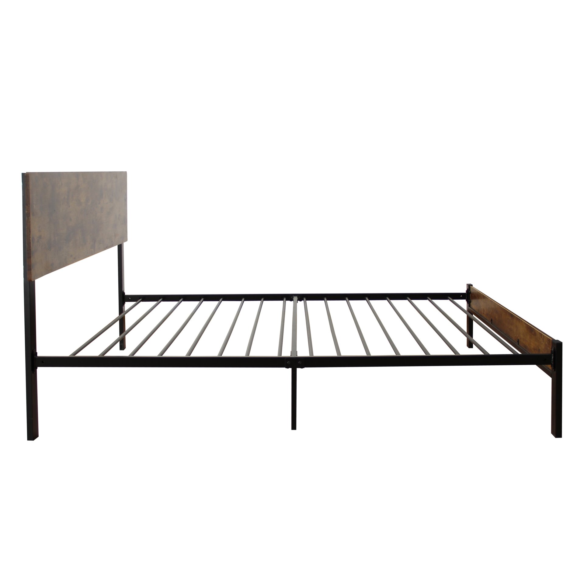 Modern Twin Size Metal Bed Frame Sturdy System Metal & Wood - Black - Image 5