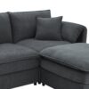 Chenille Modular Sectional Sofa, U Shaped Cloud Couch Set With Double Cushions, 6 Seat Sleeper Sofa Bed With Ottomans, Oversized Indoor Furniture - Dark Gray - Image 8