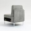 Modular Sectional Sofa Armless Seat Module, Corduroy Sectional Couch, Single Couch Modular Armless Accent Chair With Back Cushion - Gray - Image 5