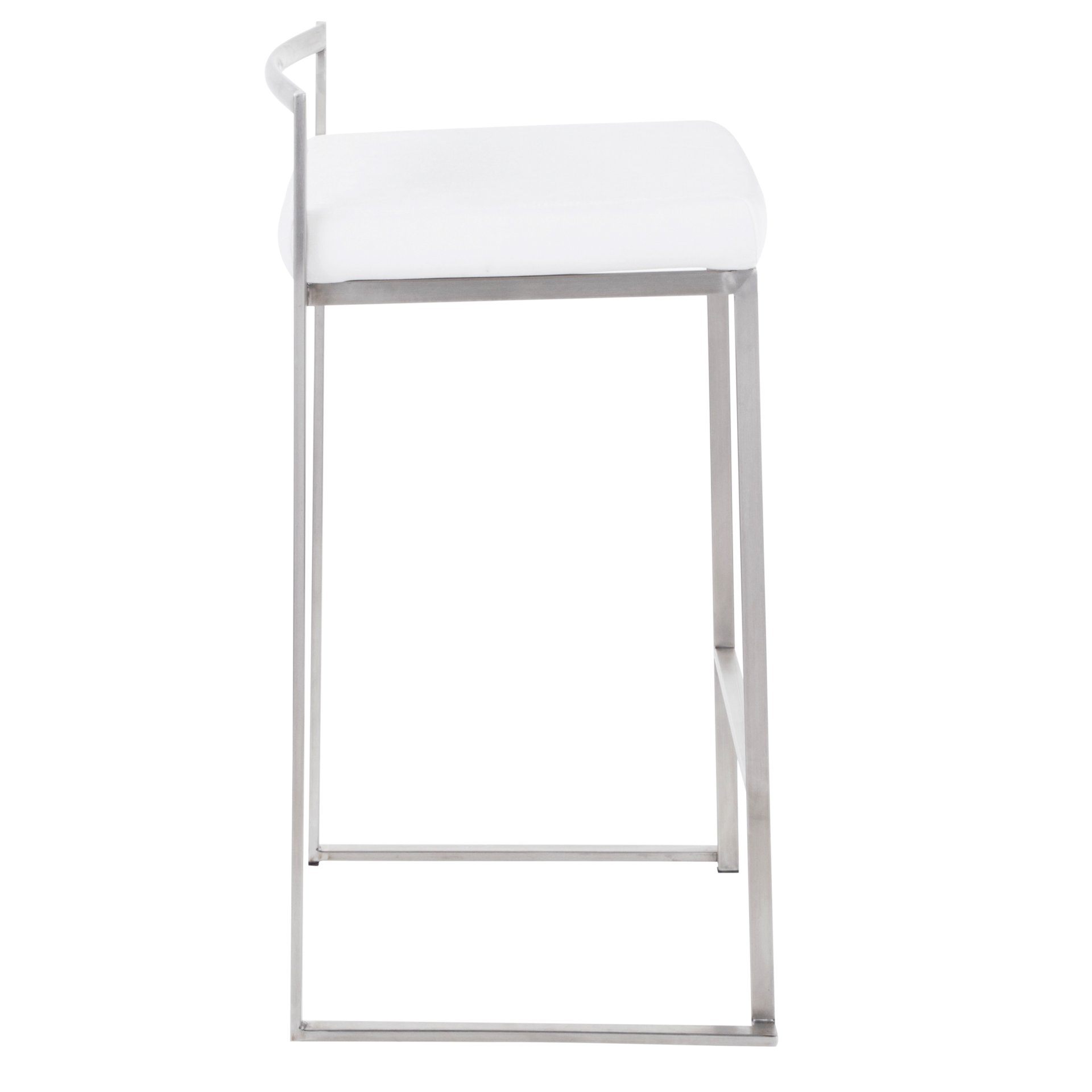 Fuji - Contemporary Stackable Counter Stool (Set of 3) - White - Velvet - Image 3