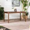 Contemporary Slat Top Acacia Wood Outdoor Dining Table - Dark Brown - Image 4