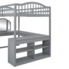 Full Loft Bed With U Shaped Desk, Storage Compartments And Tri Fold Mirror - Gray - Image 11