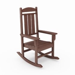 Pecan Traditional Porch Rocker Classic HDPE Poly Lumber For Porch, Patio, And Garden Comfort - Brown