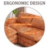 Modern Deep 3 Seat Sofa Couch With Ottoman, Polyester Sofa Sleeper Comfy Upholstered Furniture For Living Room - Orange - Image 12