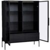 Modern Minimalist Style LED Curio Cabinet With Tempered Glass Door, Metal Legs - Black - Image 7