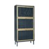 3 Door Metal Shoe Rack, Freestanding Modern Shoe Storage Cabinet With Metal Rattan, Particle Board For Entryway - Blue Gray - Image 7