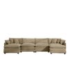 Modern Corduroy Upholstered 4 Seater Sofa With 3 Footstools - Tan - Image 14