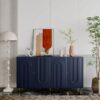 Modern Lacquered 4 Door Wooden Cabinet Sideboard Buffet Server Cabinet Storage Cabinet, For Living Room, Entryway, Hallway, Office, Kitchen And Dining Room - Blue - Image 3