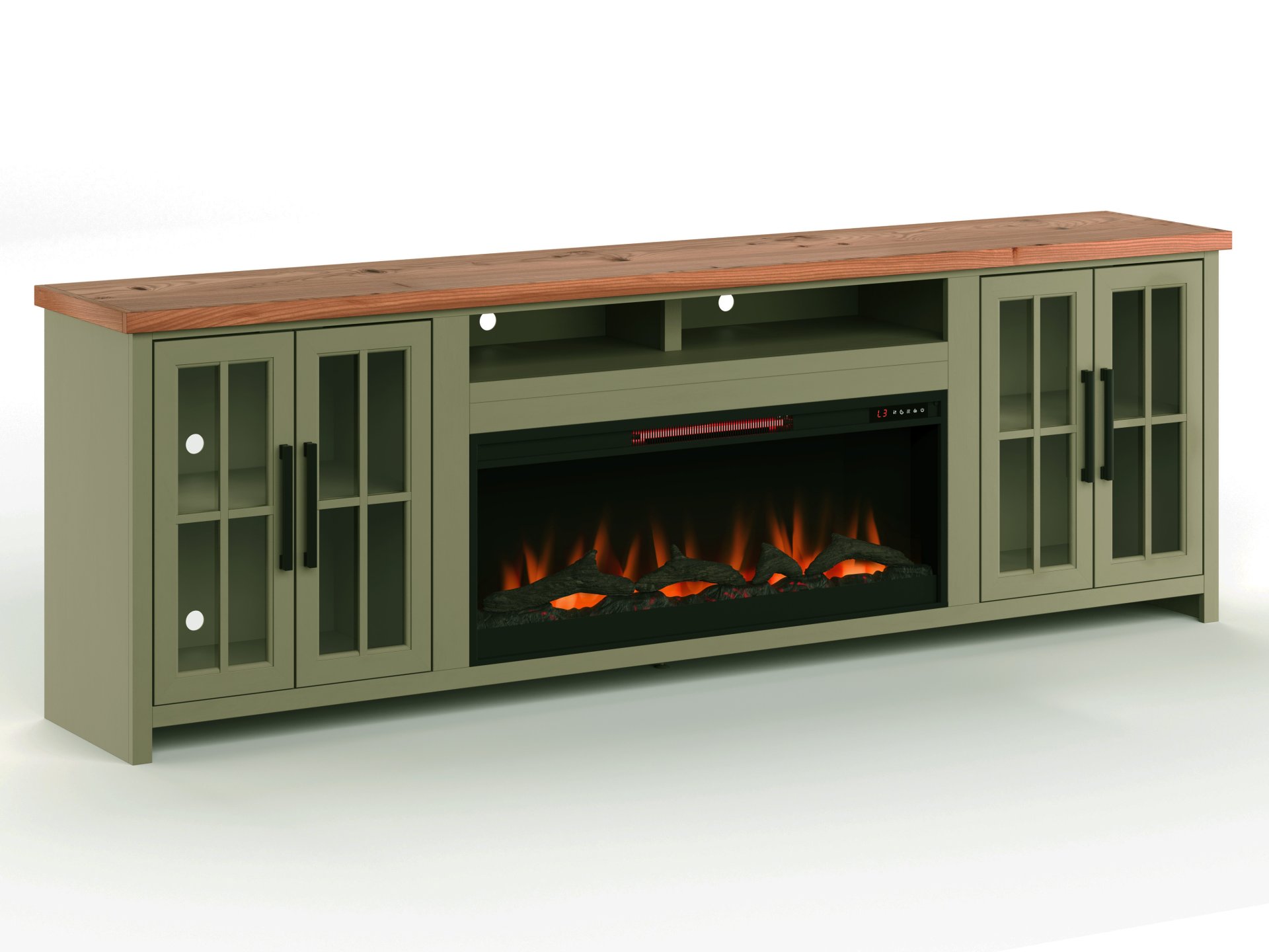 Vineyard - 97" Fireplace TV Stand Console For TVs Up To 100" - Sage Green And Fruitwood Finish - Image 7