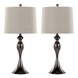 Ashland - Contemporary Table Lamp (Set of 2) - Gun - Light Gray Slub