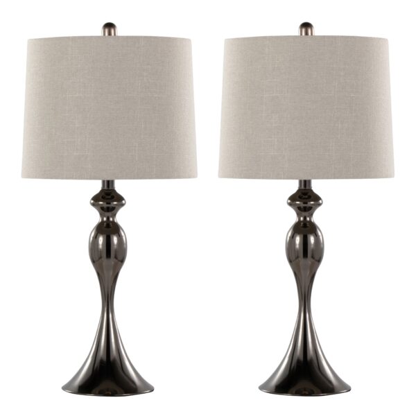 Ashland - Contemporary Table Lamp (Set of 2) - Gun - Light Gray Slub