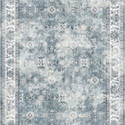 Toucan - Washable Non - Slip Area Rug, Elegant Design - Silver