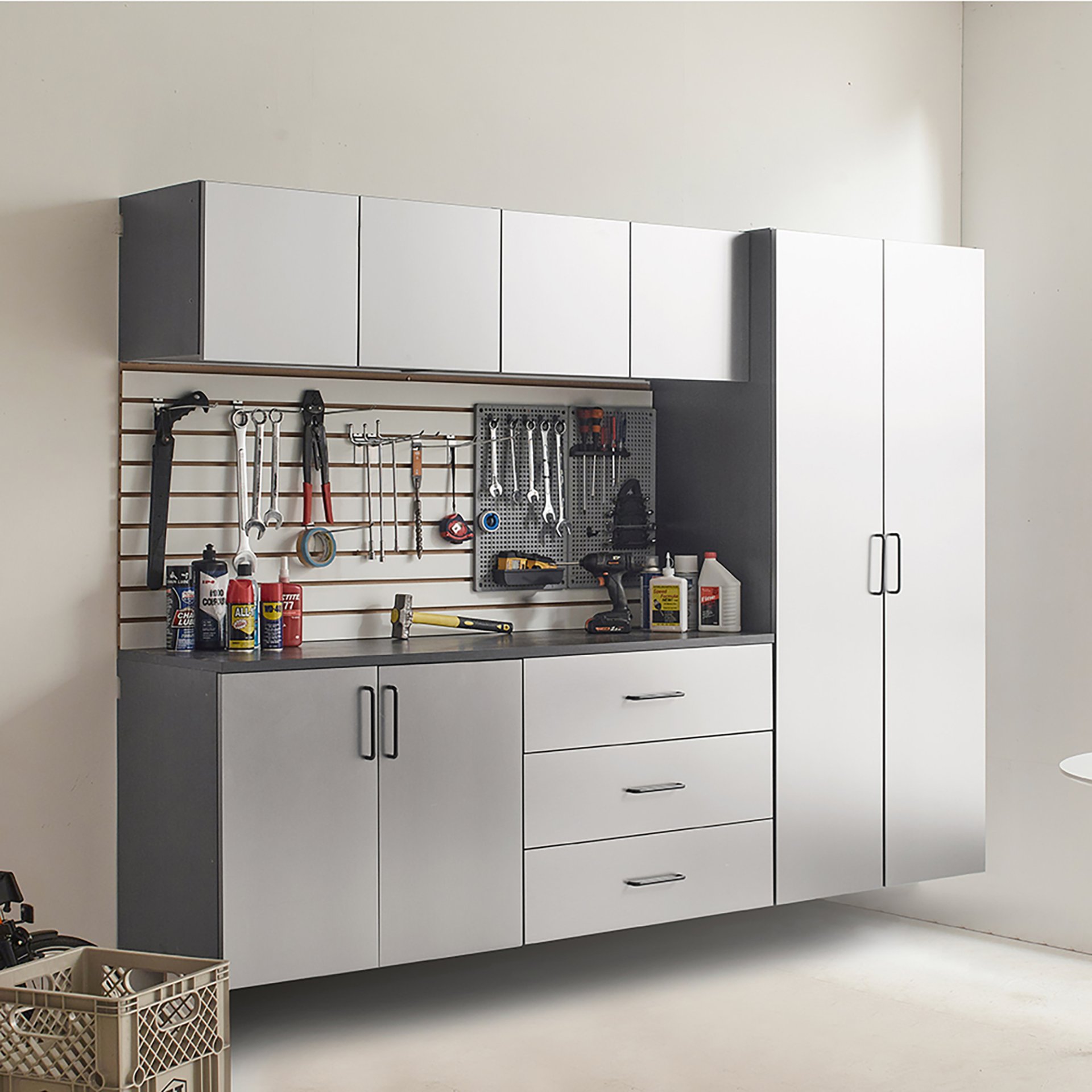 Astro Series - Garage Cabinet Set B With Soft Closing Drawers - Metallic Gray - Image 2