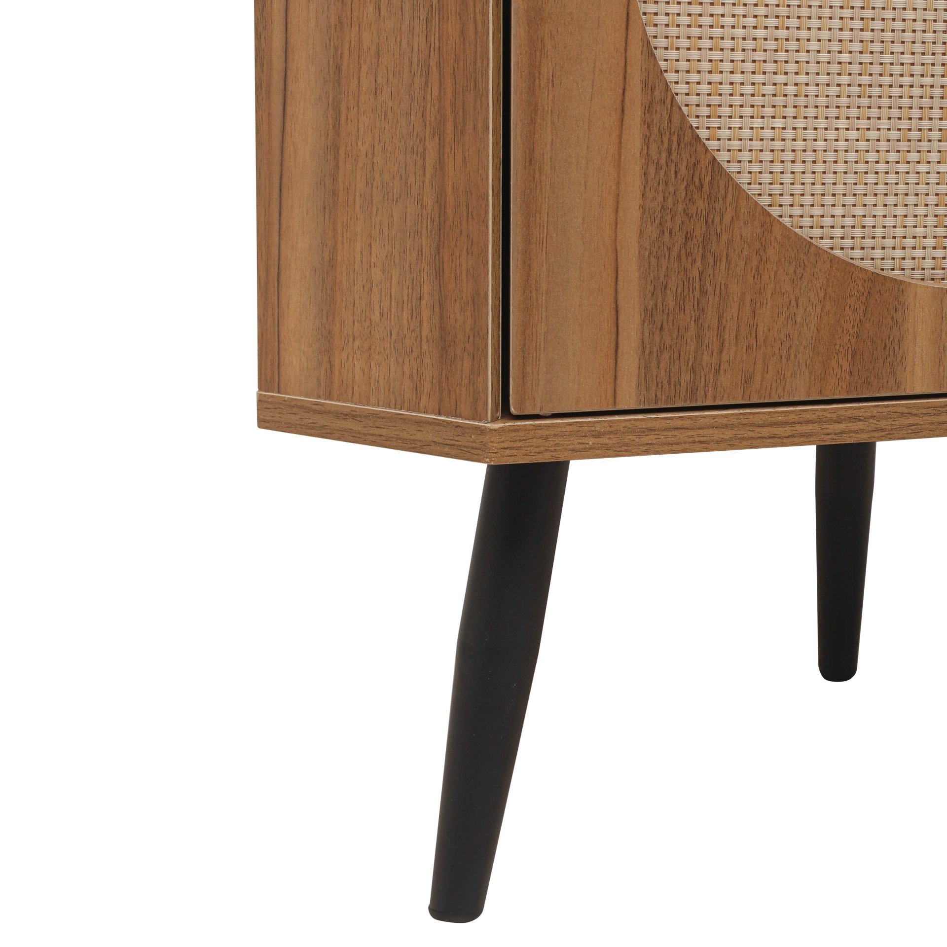 Corner Cabinet, Rattan Door, Freestanding Corner Tables For Small Spaces, Corner Shelf Stand For Living Room, Kitchen, Bathroom, Bedroom - Walnut - Image 18