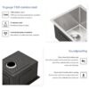 15" Undermount Kitchen Sink, 16 Gauge, 9" Deep Single Bowl Basin - Brushed Nickel - Image 4