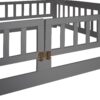 Full Over Full Low Bunk Bed With Slide, Fence And Ladder - Gray - Image 10