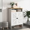 Modern Minimalist Shoe Cabinet With Sliding Door Design - White - Image 2