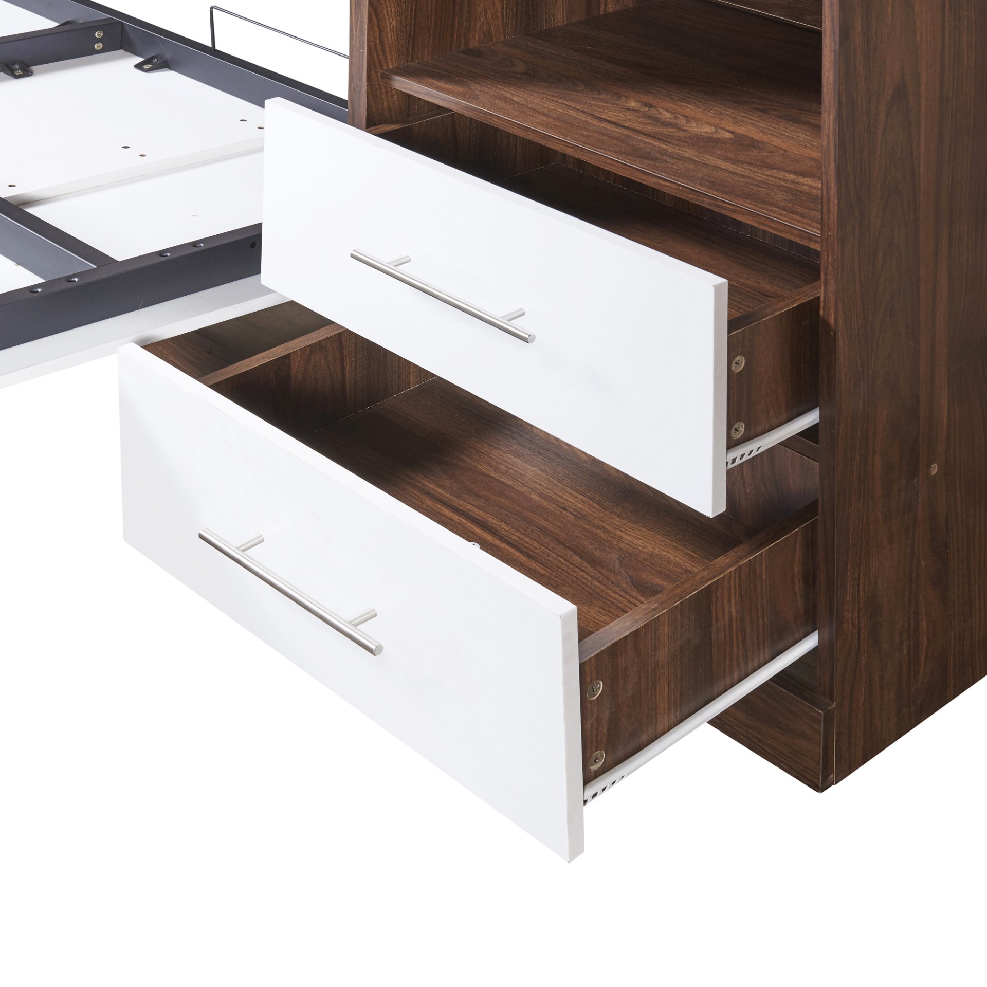 Full Size Murphy Wall Bed With Cabinet - White - Image 11