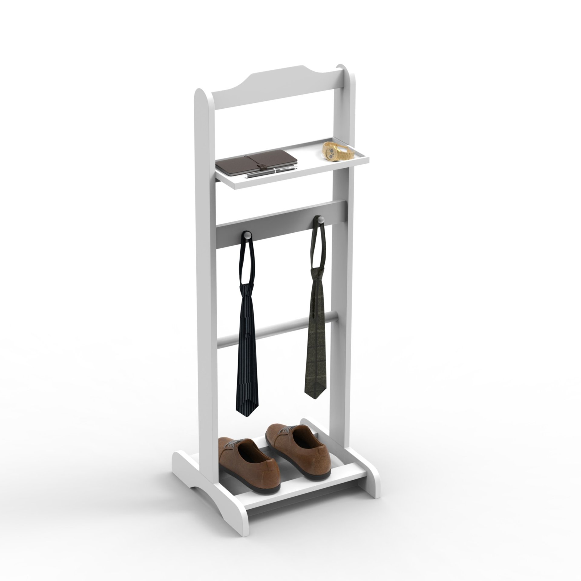Accent Portable Garment Rack, Clothes Valet Stand With Storage Organizer - White - Image 5