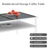 Rectangle Coffee Table With Tempered Glass Top And White Legs, Modern Table For Living Room - Gray - Image 7