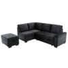Sleeper Sectional Sofa, L-Shape Corner Couch Sofa Bed With Storage Ottoman & Hidden Arm Storage & USB Charge For Living Room Apartment - Black - Image 10