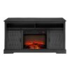Fireplace TV Stand For Tvs Up To 65", Entertainment Center With 23" Electric Fireplace, Farmhouse TV Stand Industrial Media Console With Sliding Barn Door For Living Room - Dark Gray - Image 12