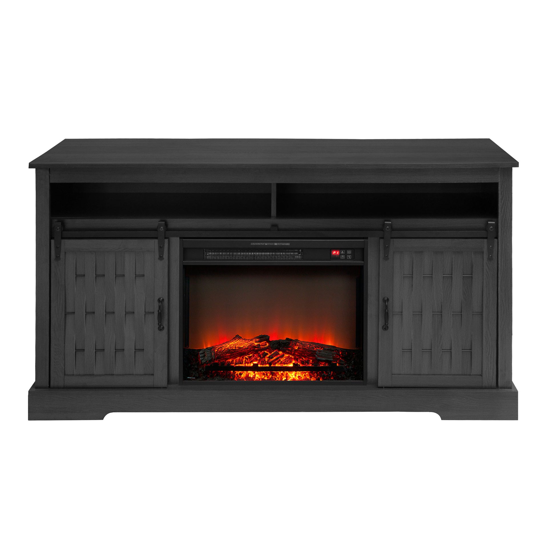 Fireplace TV Stand For Tvs Up To 65", Entertainment Center With 23" Electric Fireplace, Farmhouse TV Stand Industrial Media Console With Sliding Barn Door For Living Room - Dark Gray - Image 12