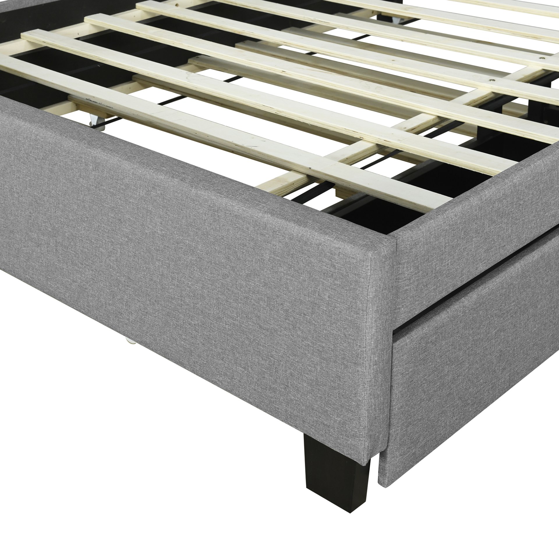 Full Size Upholstered Platform Bed With Storage Headboard, Twin Size Trundle & 2 Drawers And A Set Of Sockets & USB Ports - Gray - Image 10