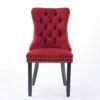 Classic Velvet Dining Chairs, High-End Tufted Solid Wood Contemporary Velvet Upholstered Dining Chair With Wood Legs Nailhead (Set of 2) - Burgundy - Image 2