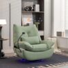 270 Swivel Glider Recliner Chair, Power Recliner Rocking Chair, USB Port Charge For Nursery Chair With Atmosphere Lamp For Living Room Bedroom Apartment - Green - Image 13