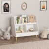Kids Bookshelf And Toy Organizer, 5 Cubbies Wooden Open Bookcase, 2-Tier Baby Storage Display Organizer With Legs, Free Standing For Playing Room, Bedroom, Nursery, Classroom - White - Image 8