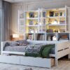 Full Size Daybed With Glass Door Storage Cabinets, Built In LED Lighting And Shelves - White - Image 24
