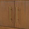 TV Stand With Vertical Slatted Doors And Sliding Panels, Solid Wood Legs - Brown - Image 13