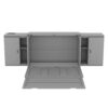 Full Size Murphy Bed With Shelves, Cabinets And USB Ports - Gray - Image 2