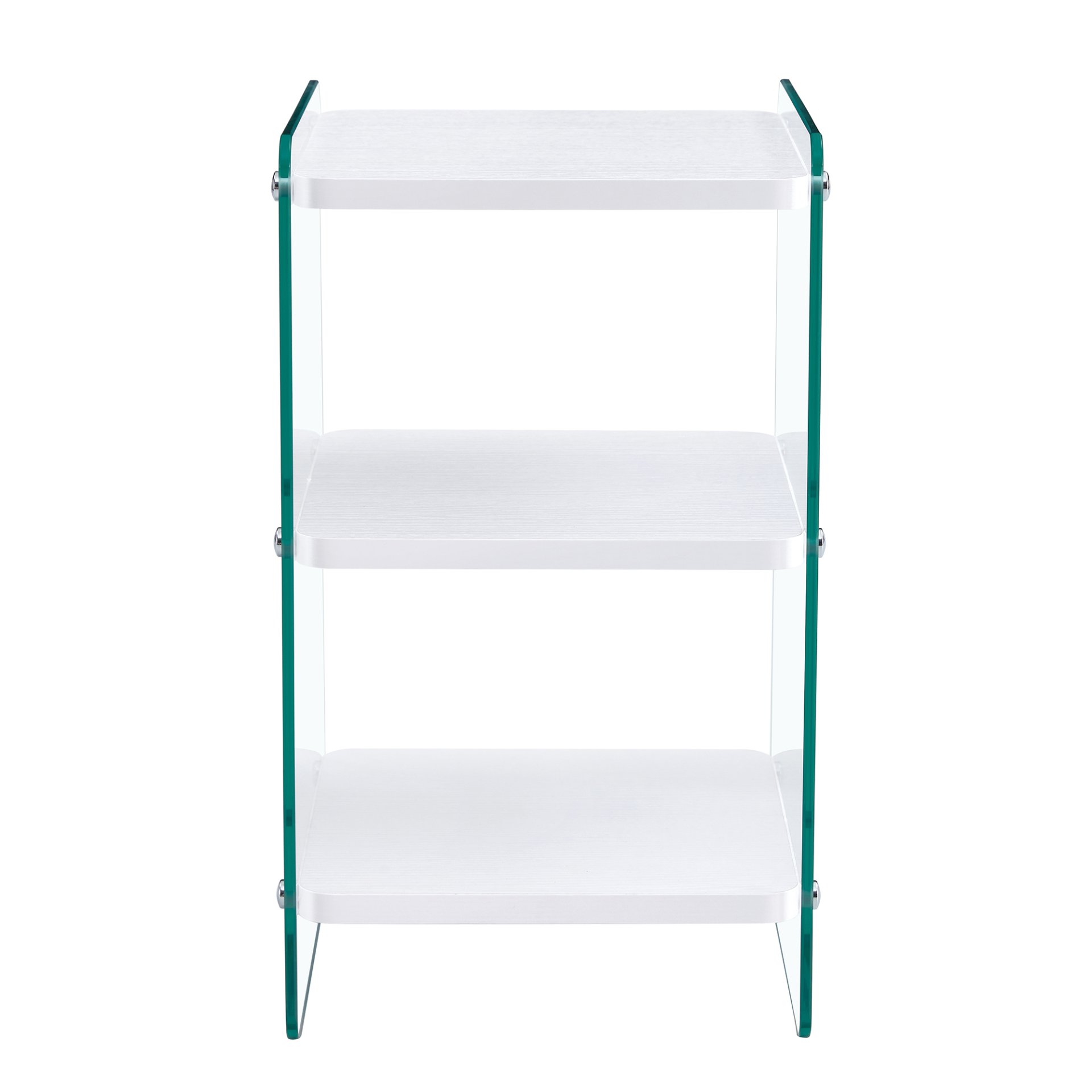 Simple Elegant Bedside Table With Storage Function And Tempered Glass - White - Image 13