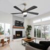 Modern Ceiling Fan With Dimmable LED Light 5 Solid Wood Blades Remote Control Reversible Dc Motor With Smart App Control - Nickel - Image 2