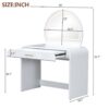 Makeup Vanity Table With Mirror Touch Screen Lighted Mirror, Dressing Table With Drawer For Bedroom - White - Image 7