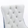 Nikki - Modern, High-End Tufted Solid Wood Contemporary And Velvet Upholstered Dining Chair With Wood Legs Nailhead Trim (Set of 2) - White / Light Blue - Image 8