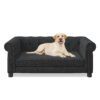 Modern Elevated Dog Sofa Bed For Small And Medium Dogs, Comfortable Linen Pet Bed - Black - Image 8