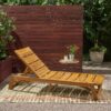 Outdoor Chaise Lounge With Adjustable Seating And Slat Panel - Yellow Brown - Image 2