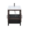 Modern Freestanding Bathroom Vanity With Ceramic Sink, Hot And Cold Faucet, 2 Door Cabinet & Open Iron Shelf, Magnesium Oxide And Iron Frame - Walnut - Image 13