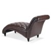 Tufted Armless Chaise Lounge - Dark Brown - Image 7