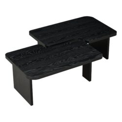 Modern Minimalist Coffee Table Set, Rectangle Coffee Table With Splicing Design, Multifunctional Combination Table For Living Room - Black