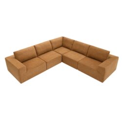 Modular Sectional With Wide Seat Free Combination L Shaped Couch Set Cloud Upholstered Minimalist Boneless Sofa - Brown