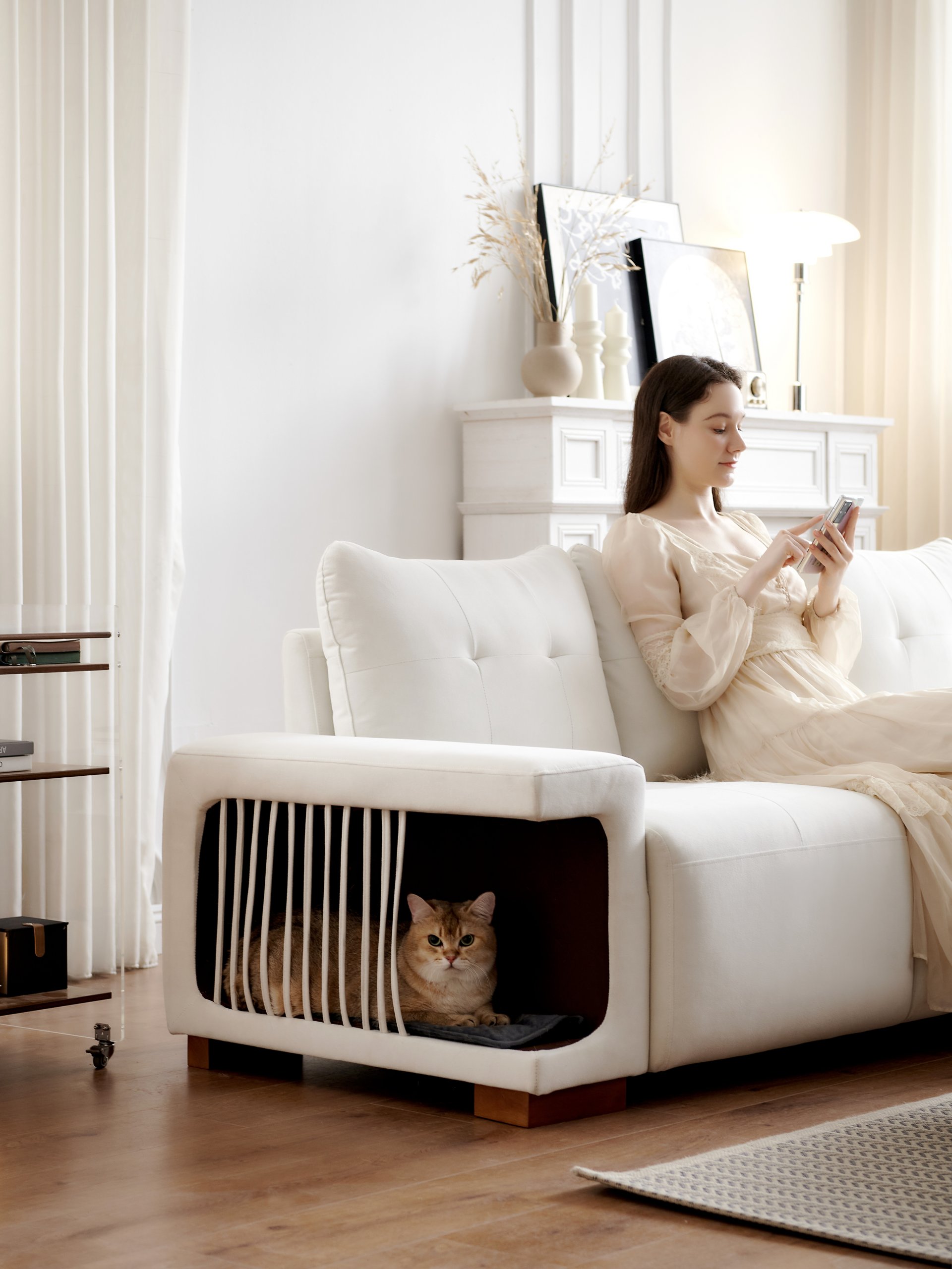 3 Seater Sofa Couch For Living Room, Modern Couches For Small Space, Cat Nest Sofa, For Cat Friendly, Comfy Couch With Waterproof And Cat Scratch Resistant Fabric - Image 5