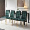 5 Piece Dining Set Including Velvet High Back Golden Color Legs Nordic Dining Chair & Creative Design Dining Table - Green - Image 6